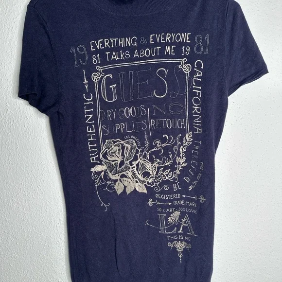 Guess navy blue  Graphic Tee - Picture 2 of 8